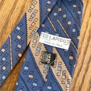 Ted Lapidus Blue and Tan Geometric Men's Tie